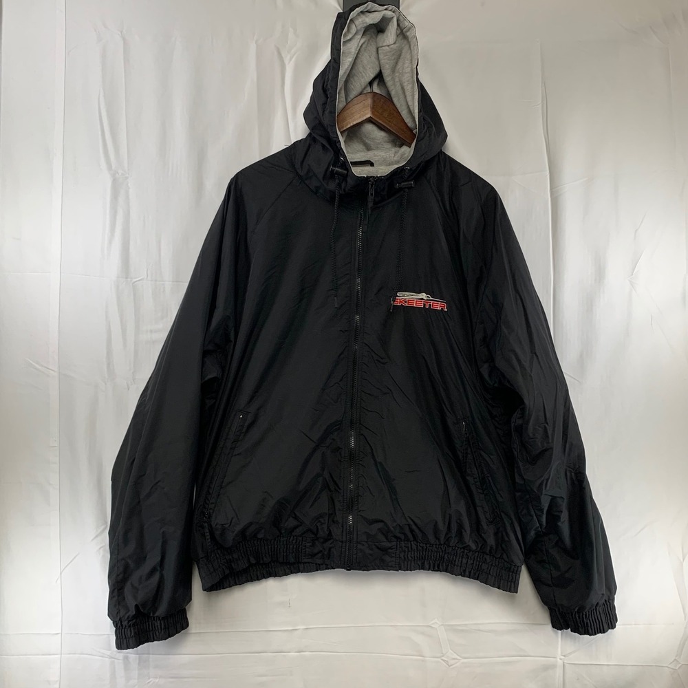 Skeeter Fishing Boats Tri-Mountain Windbreaker Jacket Mens XL Black Hooded Zip